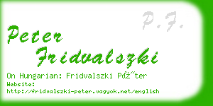 peter fridvalszki business card